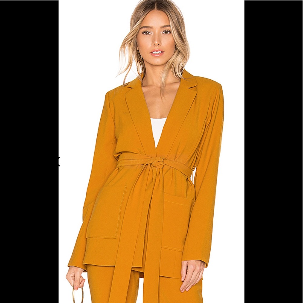 Lovers + Friends Rhyan Belted Blazer In Mustard.